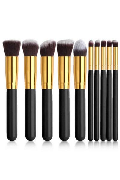 Roesıa Rose Cosmetics Rose 10-Piece Classic Makeup Brush Set Black