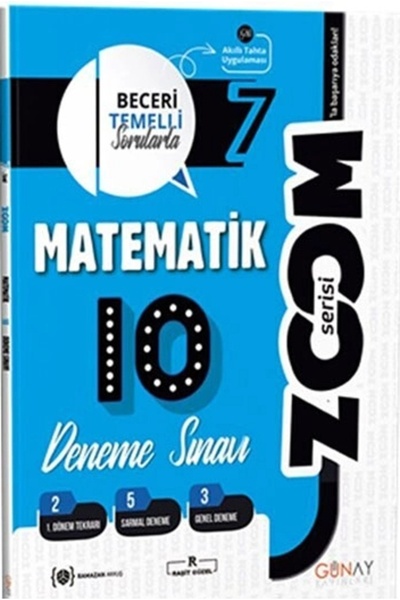 Günay Yayıncılık 7. Sınıf Matematik Zoom Serisi 10 Deneme Günay Yayınları