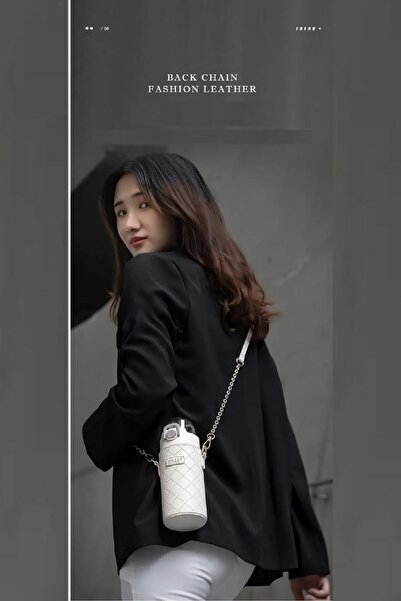 DILLER 450ml Pipetli Deri Kılıflı Taşıma Askılı Deri Kılıflı Çelik Matara 6 Saat Sıcak/soğuk