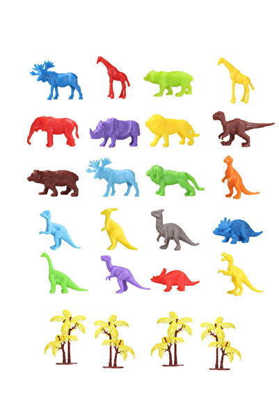 Toyaş Toy Play 24 Parça Renkli Mini Dinozor ve Vahşi Hayvanlar Figür Seti 4-6...