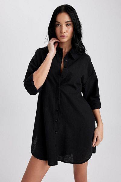 DeFacto Fall In Love Normal Fit Βαμβακερό πουκάμισο παραλίας W8241az23sp