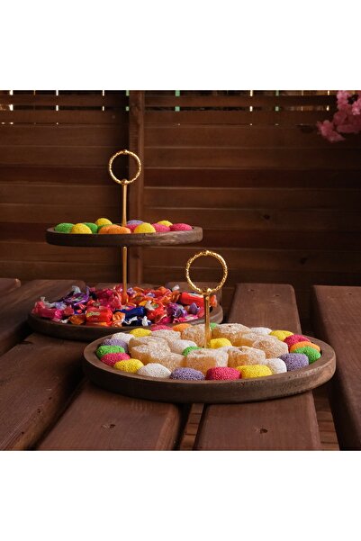 Rabo Craft 2-Tier and Single-Tier Round Handle Pattern Cake Pastry Presentation and Serving Presentation Plate