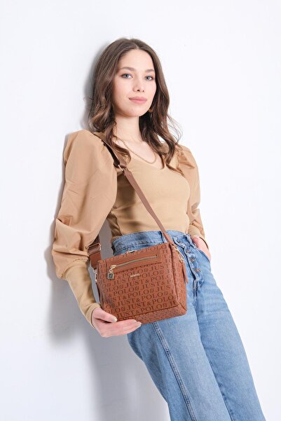 Just Polo حقيبة كتف وحقيبة ساعي للنساء 2119-gd تان