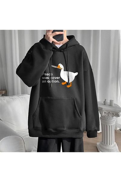 Gofeel Φούτερ με λεπτομέρεια με στάμπα Oversize Loose Fit Vintage Tech Duck Peace