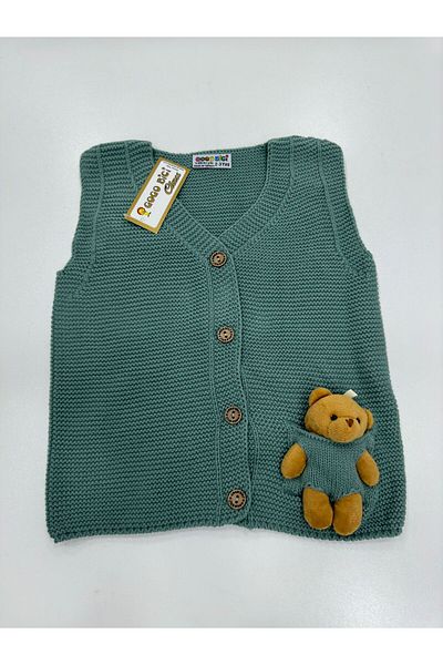 gogo bici Teddy Bear Detailed Boy's Knitwear Vest