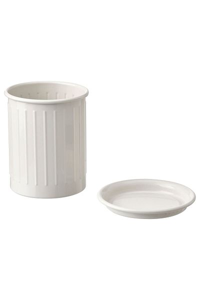 IKEA Οργανωτής μαχαιροπήρουνων Ikea μπεζ ύψους 13 εκ. - Πάγκος από ατσάλι και μαχαιροπίρουνα με βάση