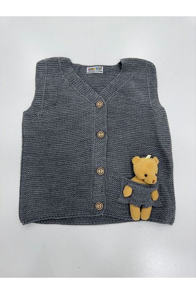 gogo bici Teddy Bear Detailed Boy's Knitwear Vest