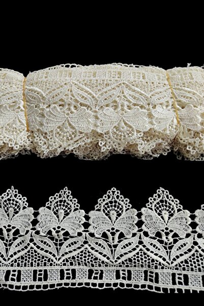 DUAYEN güpür dantel kral desen kenar 1 metre krem renk