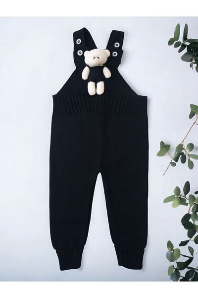 gogo bici Teddy Bear Buttoned Baby Kids Knitwear Leggings Salopet