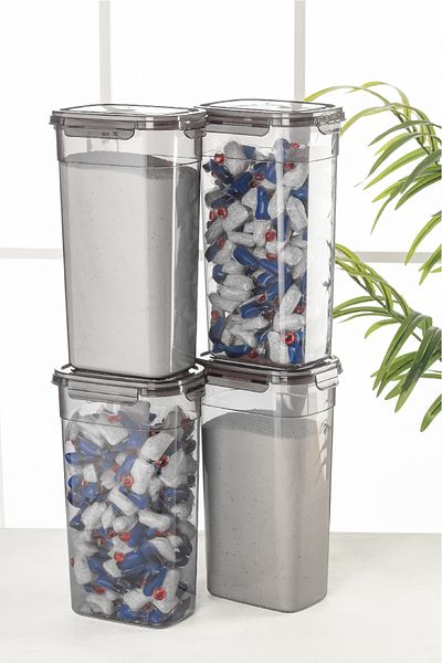Vienev 3.2 Liter Rectangular Detergent Container Set - with 4 Labels