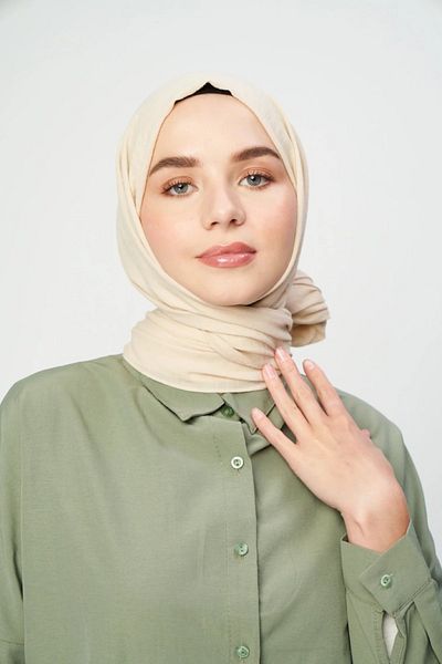 Modakaşmir Cotton Scarf Shawl Beige