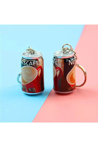 HobiShop علبة نسكافيه معدنية على شكل زجاجة ميدالية مفاتيح