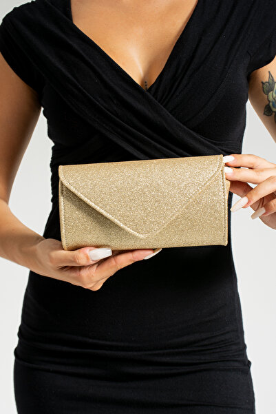 bibags Geantă de seară mini portofoliu auriu argintiu pentru femei