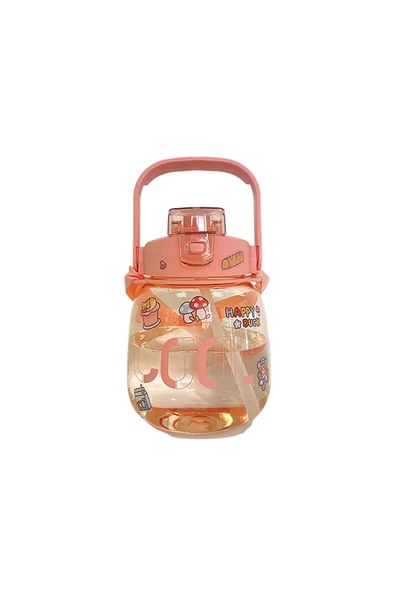 HAVİSA KİDS Motivasyonel 1200 ml Tombik Şeffaf Model Su Matarası Suluk Sarı S...