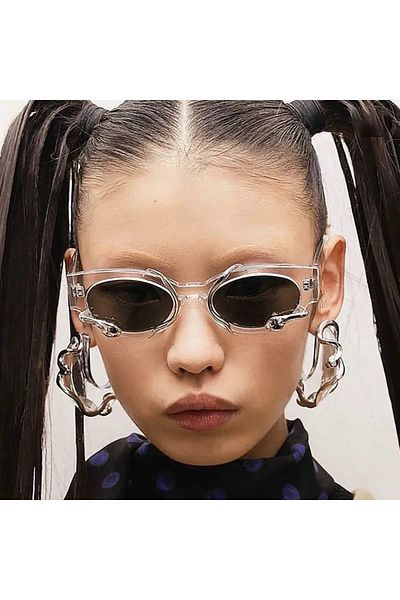 Goldmine Unisex Snake Detailed Snake Sunglasses Transparent - Black