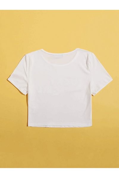 Jose Clothing ΓΥΝΑΙΚΕΙΑ ΛΕΥΚΗ ΕΚΠΤΩΜΕΝΗ ΚΟΝΤΟΜΑΝΙΚΗ ΣΤΟ ΣΩΜΑ OTURAN CROP TOP BABY TEE BLUZ