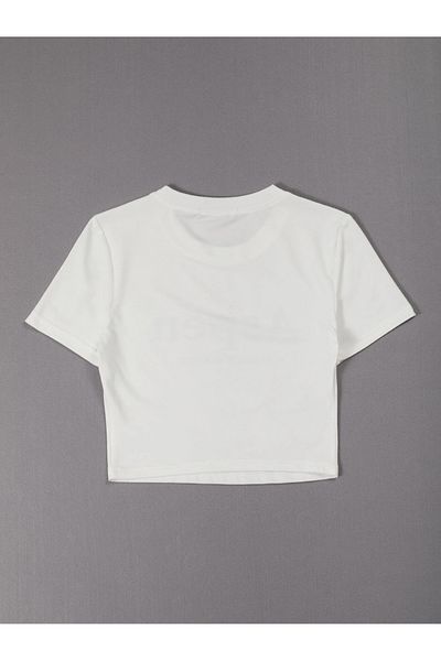 Jose Clothing ΓΥΝΑΙΚΕΙΑ ΛΕΥΚΗ ΕΚΠΤΩΜΕΝΗ ΚΟΝΤΟΜΑΝΙΚΗ ΣΤΟ ΣΩΜΑ OTURAN CROP TOP BABY TEE BLUZ