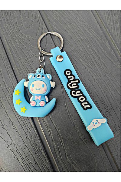 TÜKKAN ACCESSORİES Sitting on the Moon Anime Keychain Blue Moon Kuromi Sanrio Character Keychain Bag And Wallet Ornament