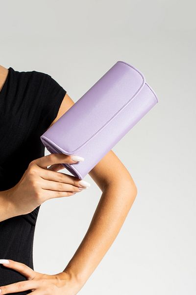 bibags Geanta de Seara Liliac Satin Geanta Portofoliu Geanta Pocheta