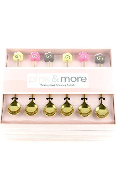 AROW Pink&More Altın Sarısı 6 Lı Çay Kaşığı Cheesecake