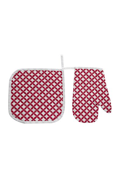 Menderes Home Cotton Collection Upholstery Holder+Glove Mist Red
