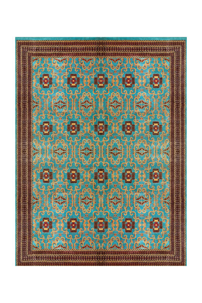 Rugs Modern Halı Διακοσμητικό χαλί με έθνικ και vintage σχέδια, τιρκουάζ αντί...