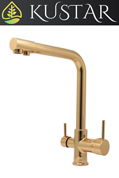 KUSTAR Gold 3 Yollu Arıtma Çıkışlı Aç Kapa Mutfak Eviye Bataryası