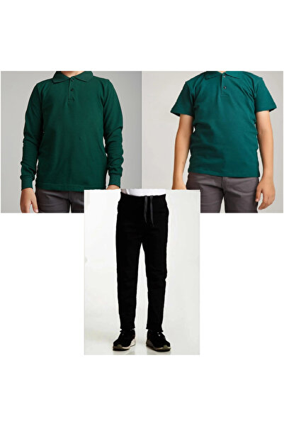 FATELLA Unisex školske pantalone za decu sa rebrastim strukom - tamno zelene,...