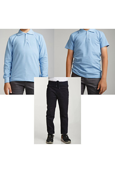 FATELLA Pantaloni cu talie elastică pentru școală, unisex, pentru copii - tri...