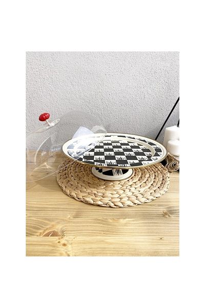 ACAR Qualita King Enamel Cake Dish Checkers Decor Xap-21-0521/4