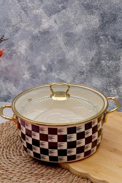 AROW Truva Dama Desenli Emaye Kızartma Tenceresi 22cm.