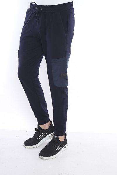 NEED LİFE Men's Navy Blue Cargo Pocket 2 Thread Sweatpants
