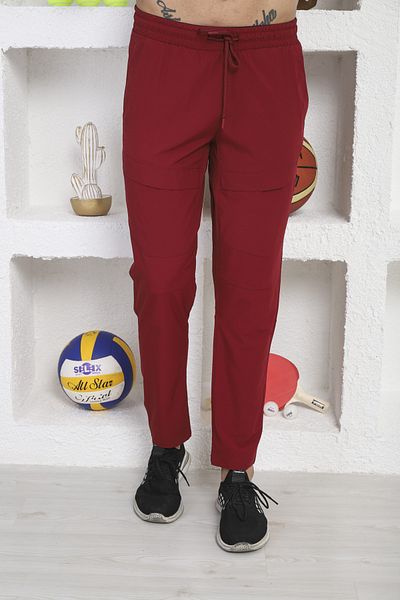 NEED LİFE Men's Claret Red Micro Stretch Back Pocket Printed Sweatpants