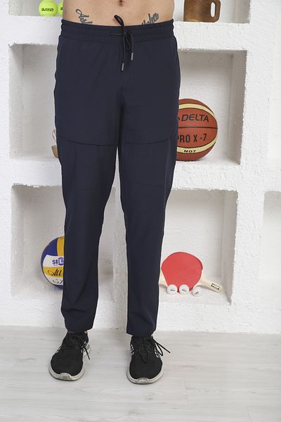 NEED LİFE Men's Navy Blue Micro Stretch Back Pocket Printed Sweatpants