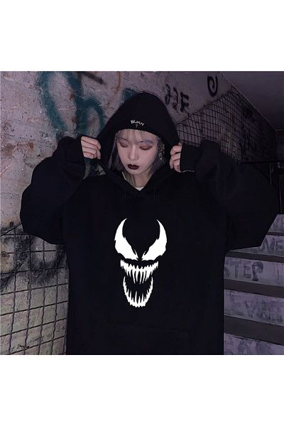 Toum Joon Wear Touz Gothic Punisher Black Hooded Sweatshirt