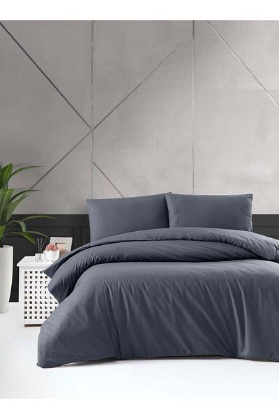 Menderes Home Σετ Παπλωματοθήκη Μονό Σατέν Anthracite - Düzboya Lanotte