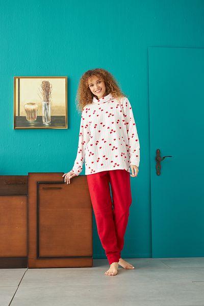 Siyah İnci Bottom-Top Polar Pajama Set
