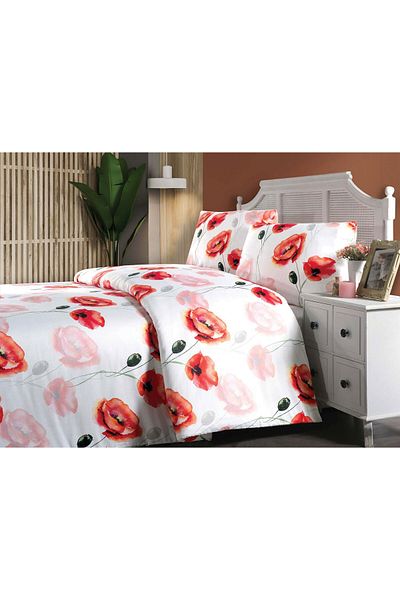 Menderes Home Σετ Παπλωματοθήκη Lanotte Satin Μονό (Ψηφιακή Εκτύπωση) Παπαρούνες