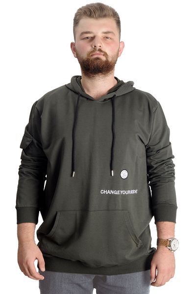 ModeXL Mode XL Plus Size Sweat Kangaroo Λειτουργία αλλαγής 23164 Χακί
