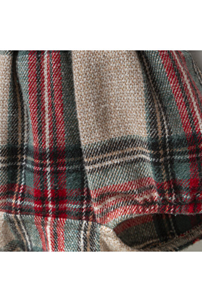 COLORED BABY Baby Girl Plaid Romper Jumpsuit and Scallop Collar Shirt Set of 2