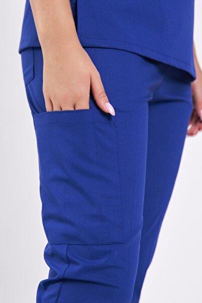 Owlet Medikal Saks Blue Zipper Detailed Scrubs
