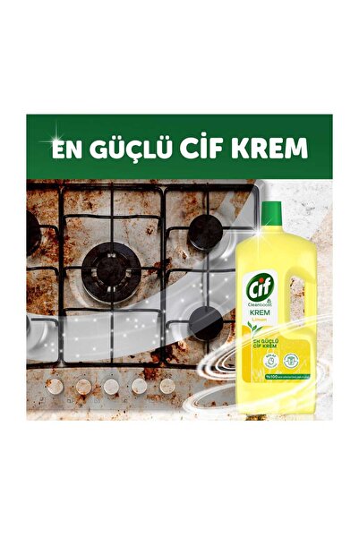 Cif Krem Yüzey Temizleyici Limon Kokulu Yağ Ve Kireç Sökücü Leke Çıkarıcı 1500 Ml