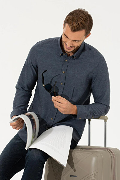 Pierre Cardin Синя сорочка з довгими рукавами Regular Fit