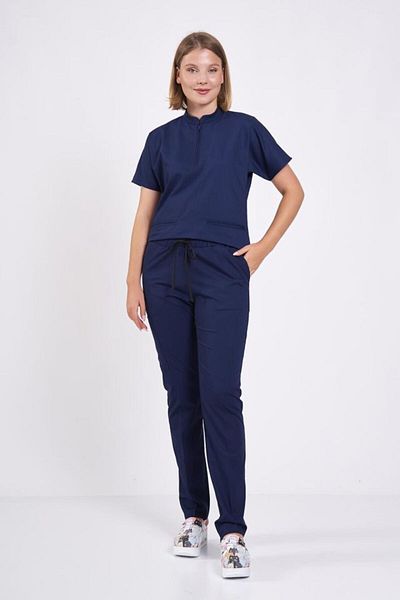 Owlet Medikal Tricou Scrubs cu fermoar albastru bleumarin