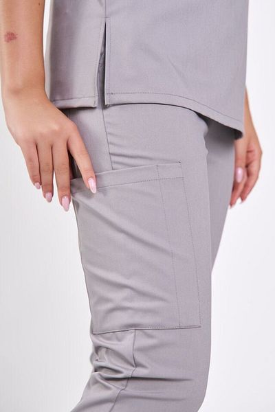 Owlet Medikal Λικράι Smoke Grey Scrubs με λεπτομέρεια με φερμουάρ