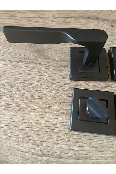 bersayapı Veroni Sheet Square Rosette WC Door Handle Black 1 Set