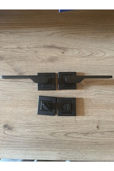 bersayapı Veroni Sheet Square Rosette WC Door Handle Black 1 Set