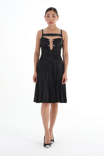 Balizza BLZ-CORSAGE WITH PUNTO AND STONE DESIGN SLING DRESS
