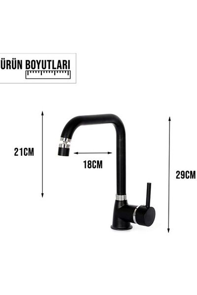 VENİTA Venita Vera Black Kitchen Sink Faucet Brass 360° Movable Head