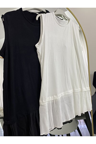 Aden aydın Black Color Pleated A Quality Lingerie T-shirt